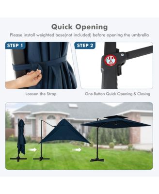 Patio 9.5FT Square Cantilever Offset Umbrella Double Vented 360° Heavy Duty