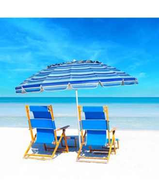 8ft Beach Umbrella Outdoor Patio Garden w/ Carrying Bag Sand Anchor