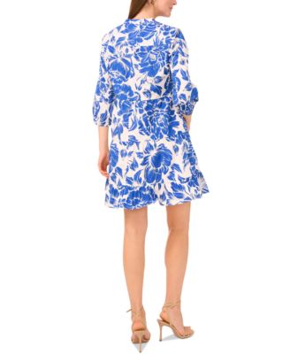 Women's Cotton Printed Split-Neck Babydoll Dress