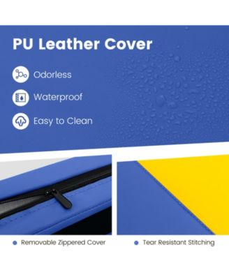 4-Panel PU Leather Folding Exercise Mat with Carrying Handles-Multicolor