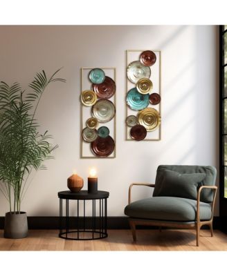 2-Piece Multi-Color Gems Abstract Metal Wall Decor Set