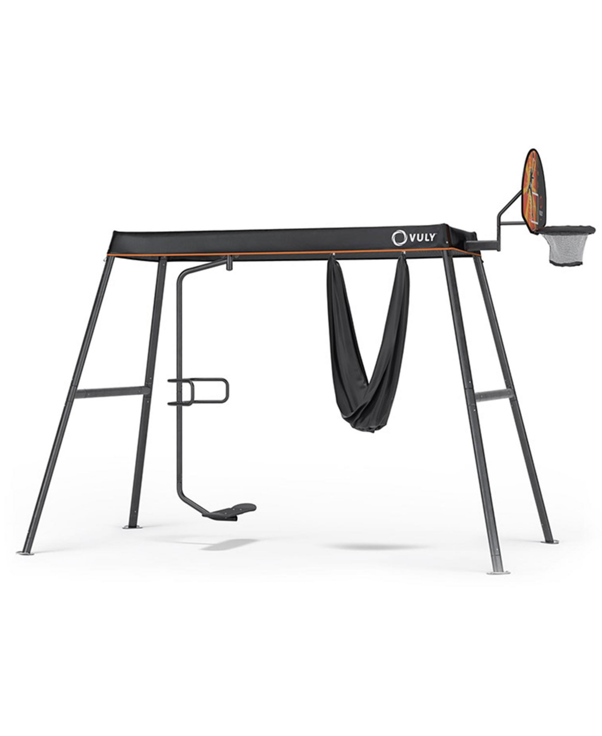 Basketball Set Attachment with Backboard, Netted Hoop, Mini Basketball, and Hand Air Pump Compatible with Trampolines and Swing Sets
