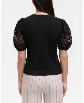 Women's Eyelet Puff Sleeve Top