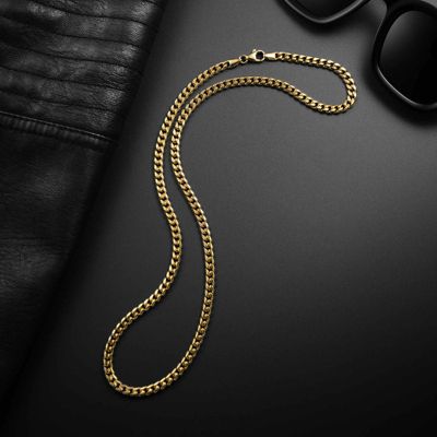 Men's Cuban Chain - 5mm Gold Curb Link Necklace 22