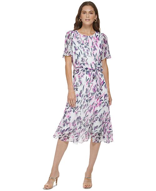 alfani DKNY Women's Printed Midi Dress Women's Fashion Shoes & Accessories