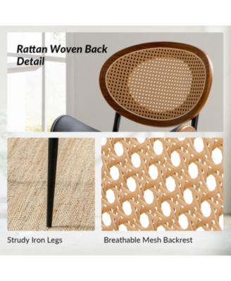 Ema Modern Dining Chair with Curved Wood Backrest,Set of 2