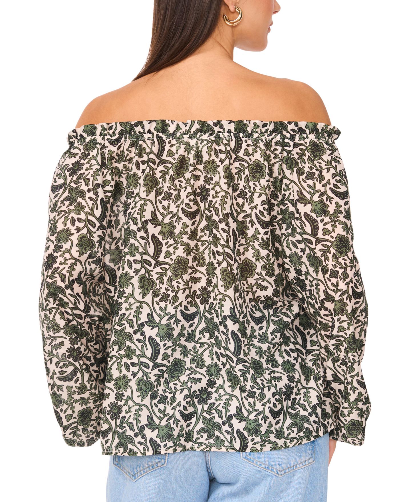 Женский топ Vince Camuto Off-The-Shoulder Long-Sleeve, цвет: Тёмный зелёный — фото 2