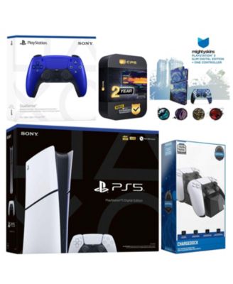 Playstation 5 Slim Digital with Extra Chroma Pearl Controller, Charging Dock and MightySkins Decal Voucher + 2 Year CPS Extended Warranty
