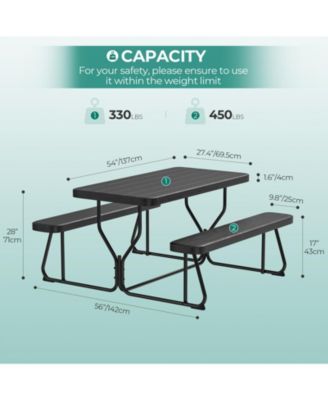 4.5ft Picnic Table with 2 Benches Heavy-Duty Table for 4-6 Person
