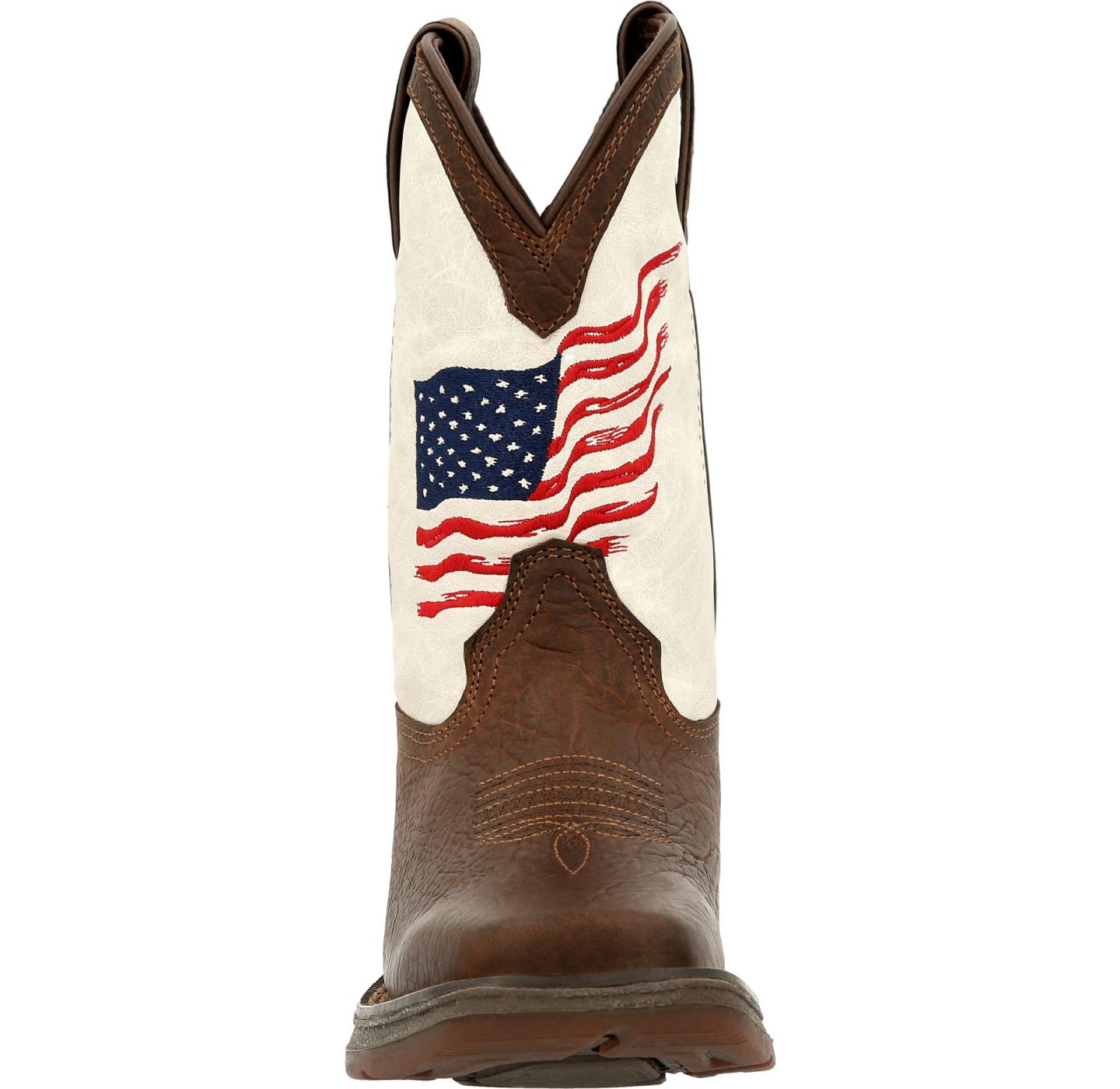 Ботинки Durango Lil' Rebel by Big Kids Distressed Flag Western Boot для мальчиков, цвет: Коричневый / Белый — фото 5