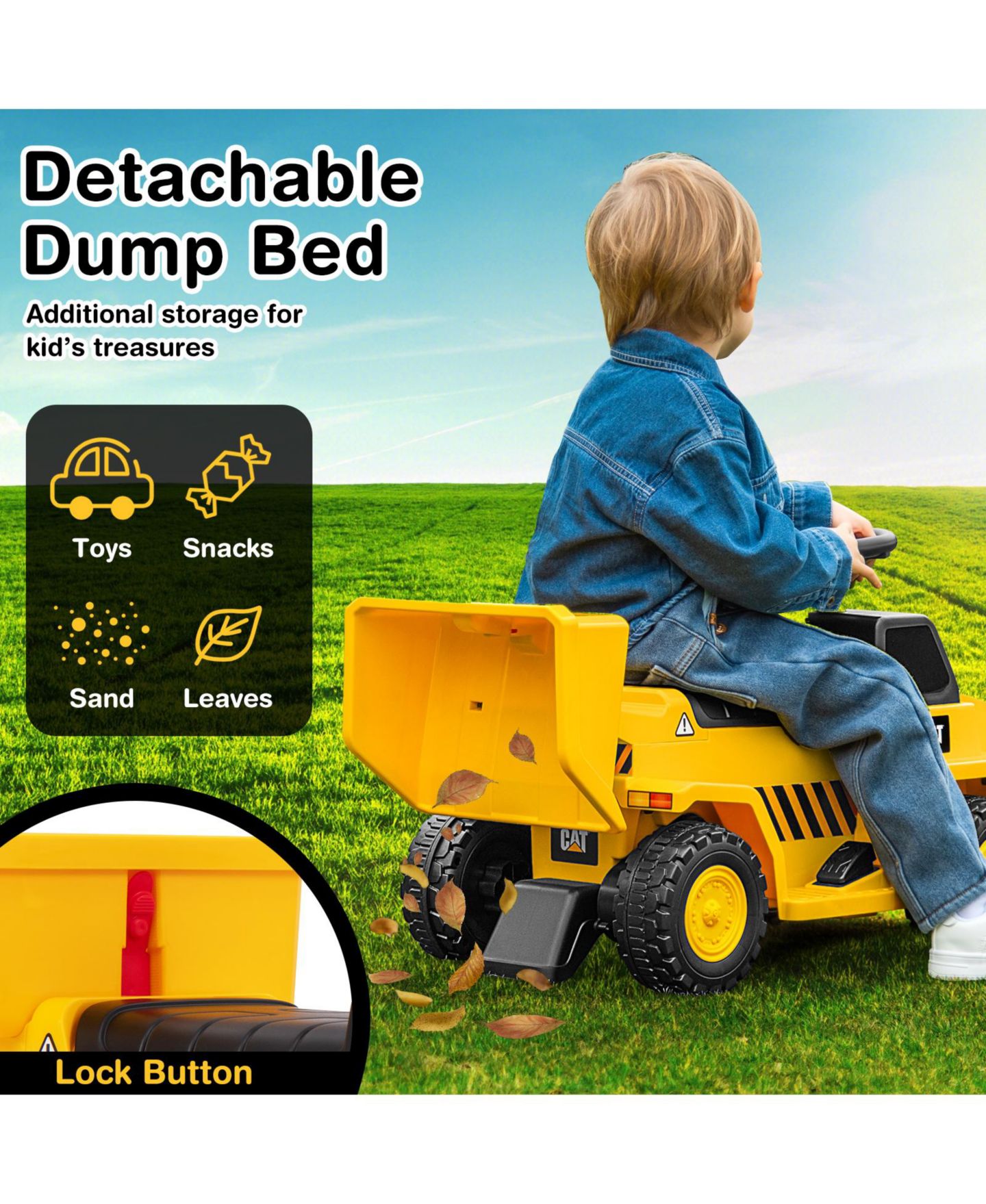 Детская игрушка Mecale 6V Electric Licensed Caterpillar Construction Vehicle with One-Button Start, цвет: Жёлтый — фото 9