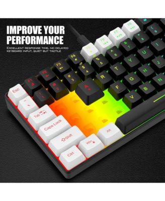 Wired Gaming Keyboard,84 key RGB Luminescent pluggable cable keyboard character Luminescent color keyboard (Black)