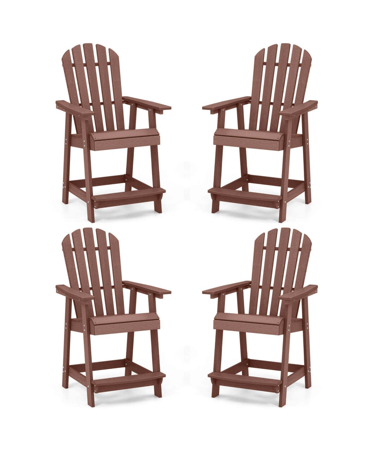 Pcs Bar Stool Hdpe Patio Chair with Armrest Footrest Home Indoor Outdoor