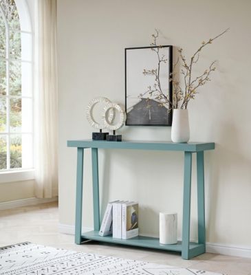 44 Inch Modern Wood Narrow Console Table with 2-Tier Storage Shelf for Entryway or Living Room, Slim Sofa Table for Hallway