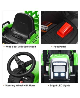 12V Ride on Tractor with 3-Gear-Shift Ground Loader for Kids 3+ Years Old