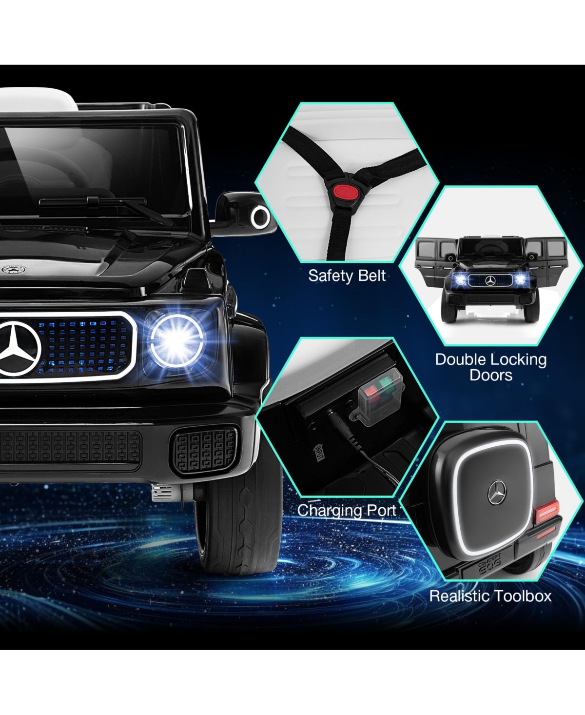 12V Licensed Mercedes-Benz Eqg Kids Ride On Car with Remote Control