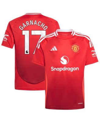 adidas - Big Boys and Girls Alejandro Garnacho Red Manchester United 2024/25 Home Replica Player Jersey