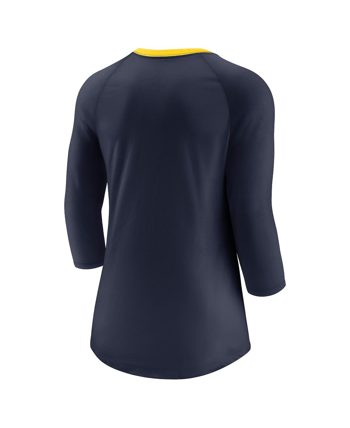 Jordan Women'sâ Navy Michigan Wolverines Tri-blend Raglan 3/4 Sleeve Top