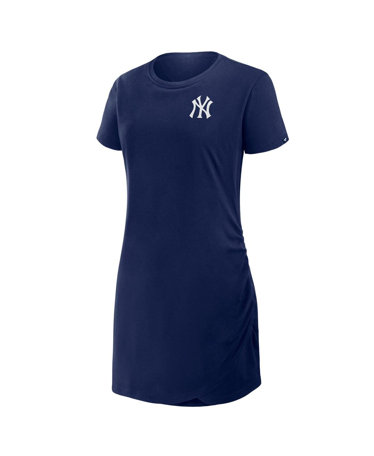 Fanatics Women's Navy New York Yankees Ruched Drape T-shirt Dress