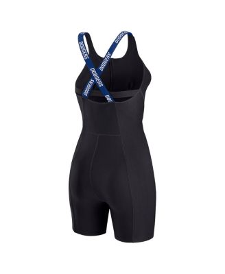 Women's Black Los Angeles Dodgers Bodycon Quarter-Zip Romper