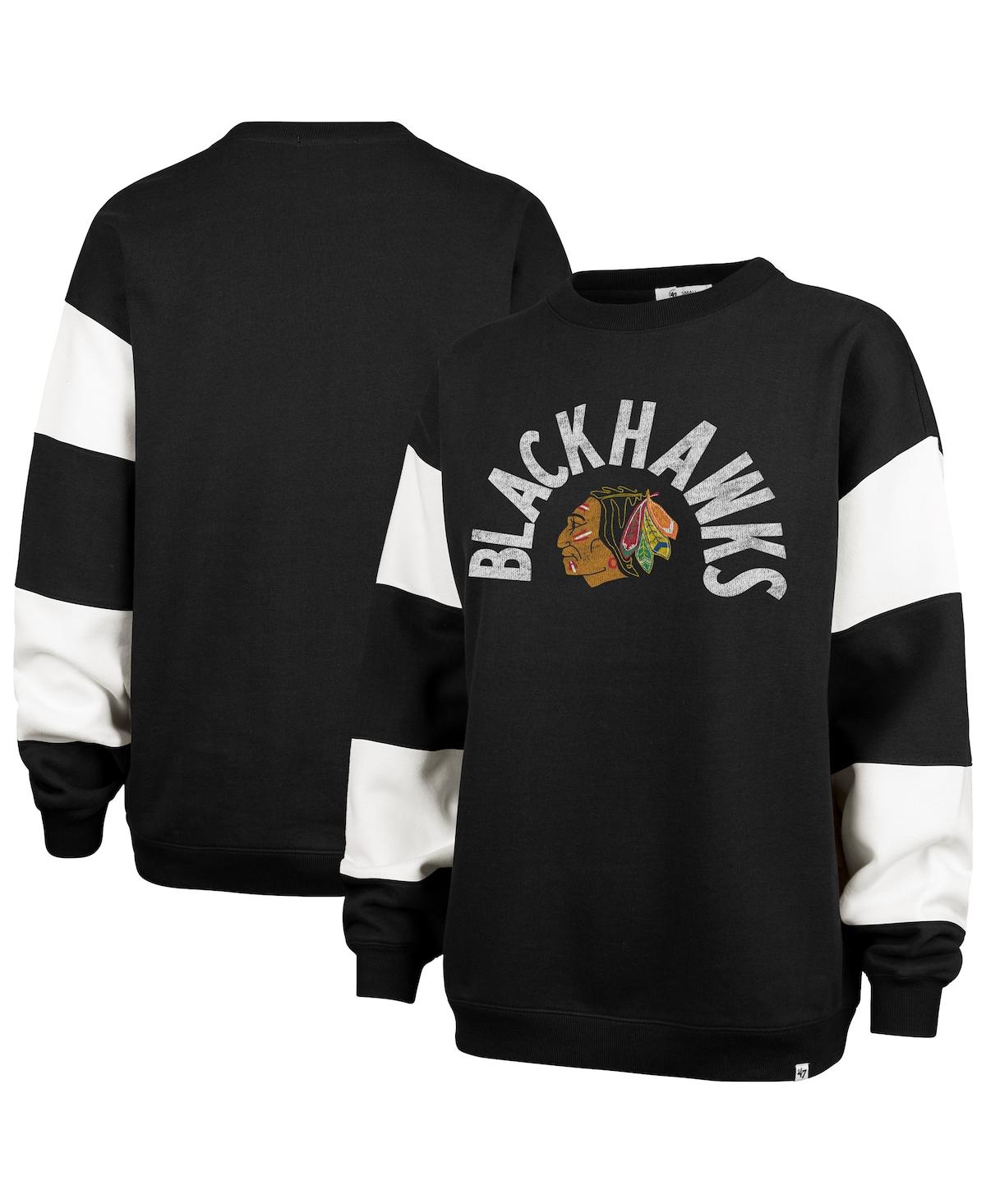 47 Brand Women's Black Chicago Blackhawks Eephus Barred Pullover Sweatshirt