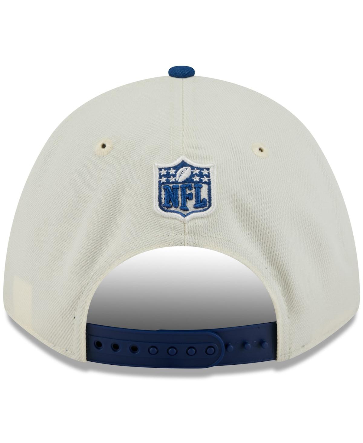NEW ERA MEN'S CREAM/ROYAL INDIANAPOLIS COLTS 2025 NFL DRAFT 9FORTY A-FRAME M-CROWN ADJUSTABLE HAT 