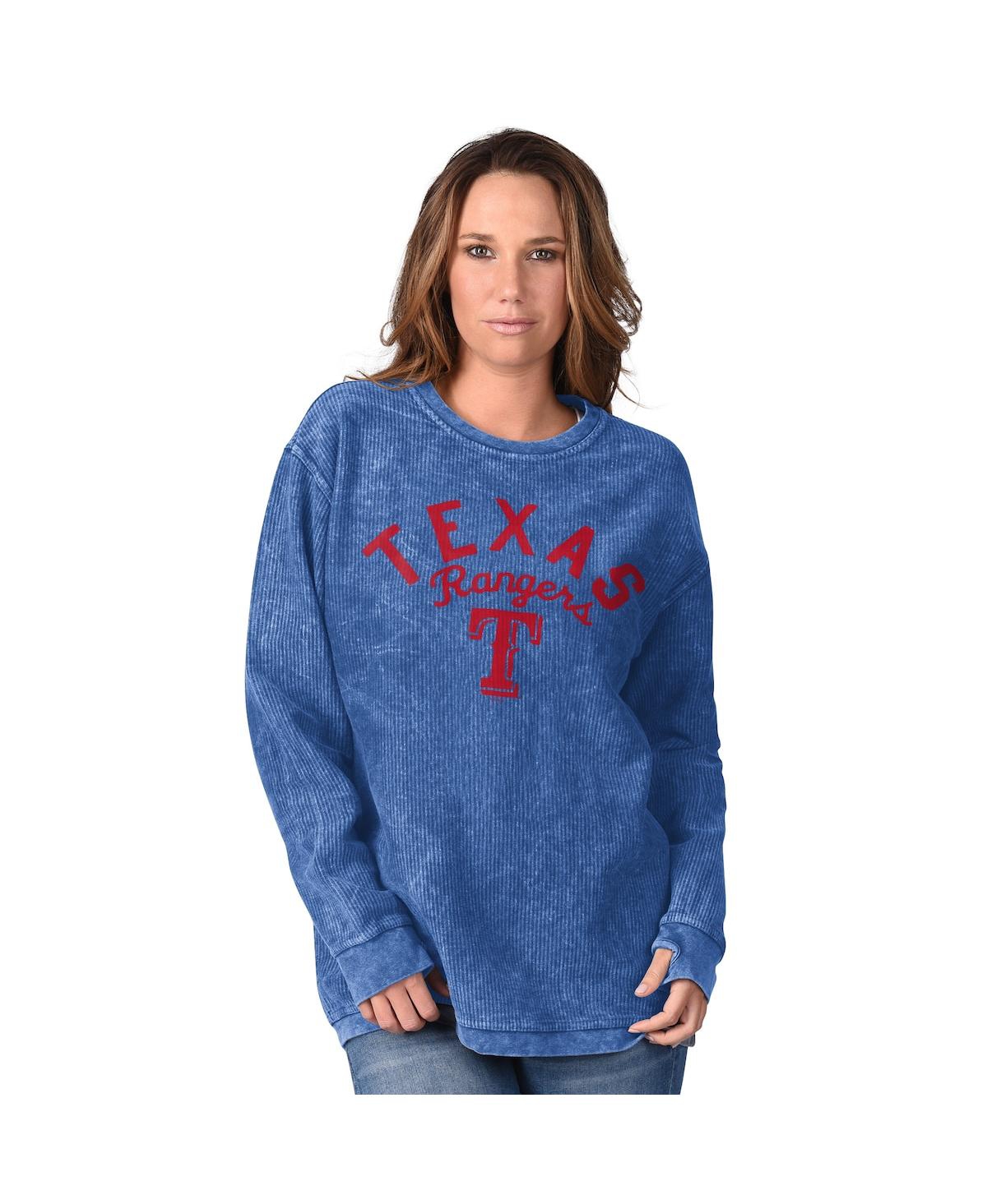 Women's Royal Texas Rangers Comfy Cord Pullover Sweatshirt - Royal