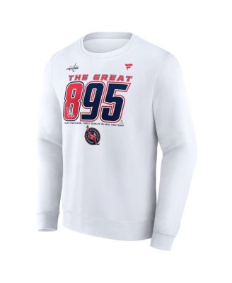 Men's Alexander Ovechkin White Washington Capitals NHL All-Time Leading Goal Scorer The Great 895 Fleece Pullover Sweatshirt