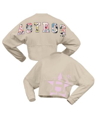 Fanatics - Women's Cream Houston Astros Floral Preppy Cropped Long Sleeve T-Shirt