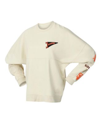 Women's Tan San Francisco Giants Pennant Flag Branded Fleece Pullover Sweatshirt