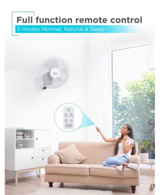 BLACK+DECKER 16" Wall Fan with Remote Control, Oscillating Fan with 3 Speed Settings and Shut Off Fan Timer, Wall Mount Fan with Adjustable Tilt Angle, White