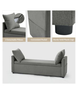 Gema Modern Storage Bench with Two Pillows and Pocket