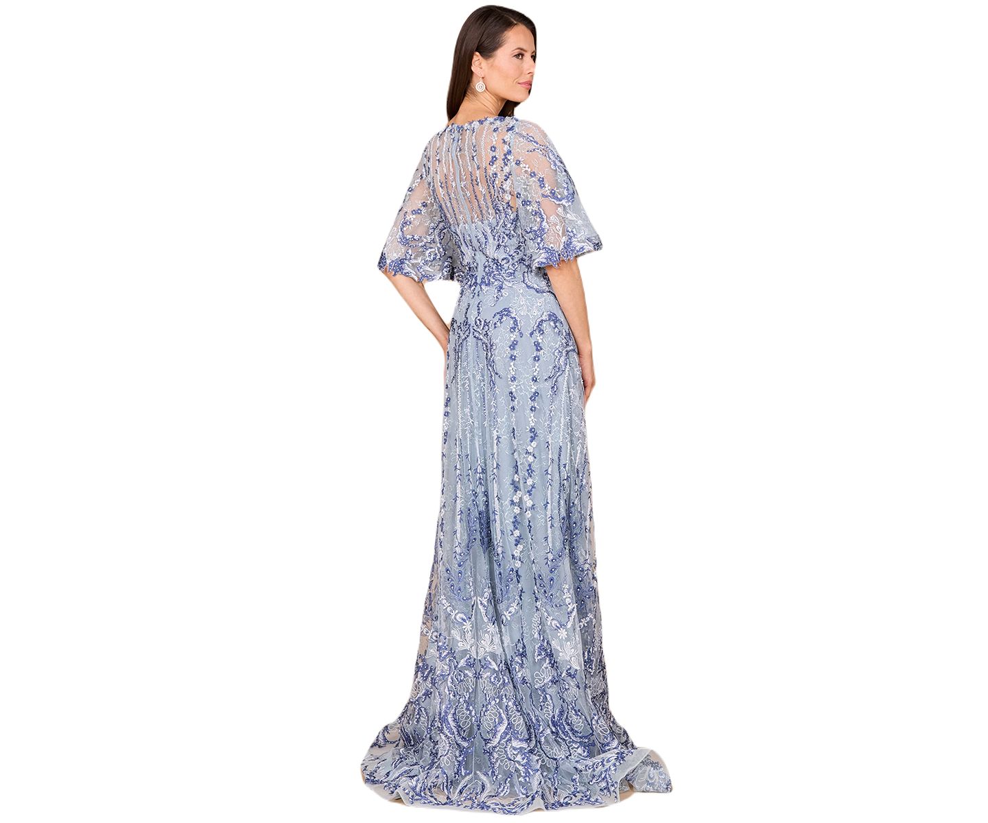 Женские платья Lara Embroidered, Cape Sleeve A-line Gown, цвет: Синий — фото 2