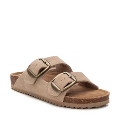Women's Suede Double Strap Buckle Sandals