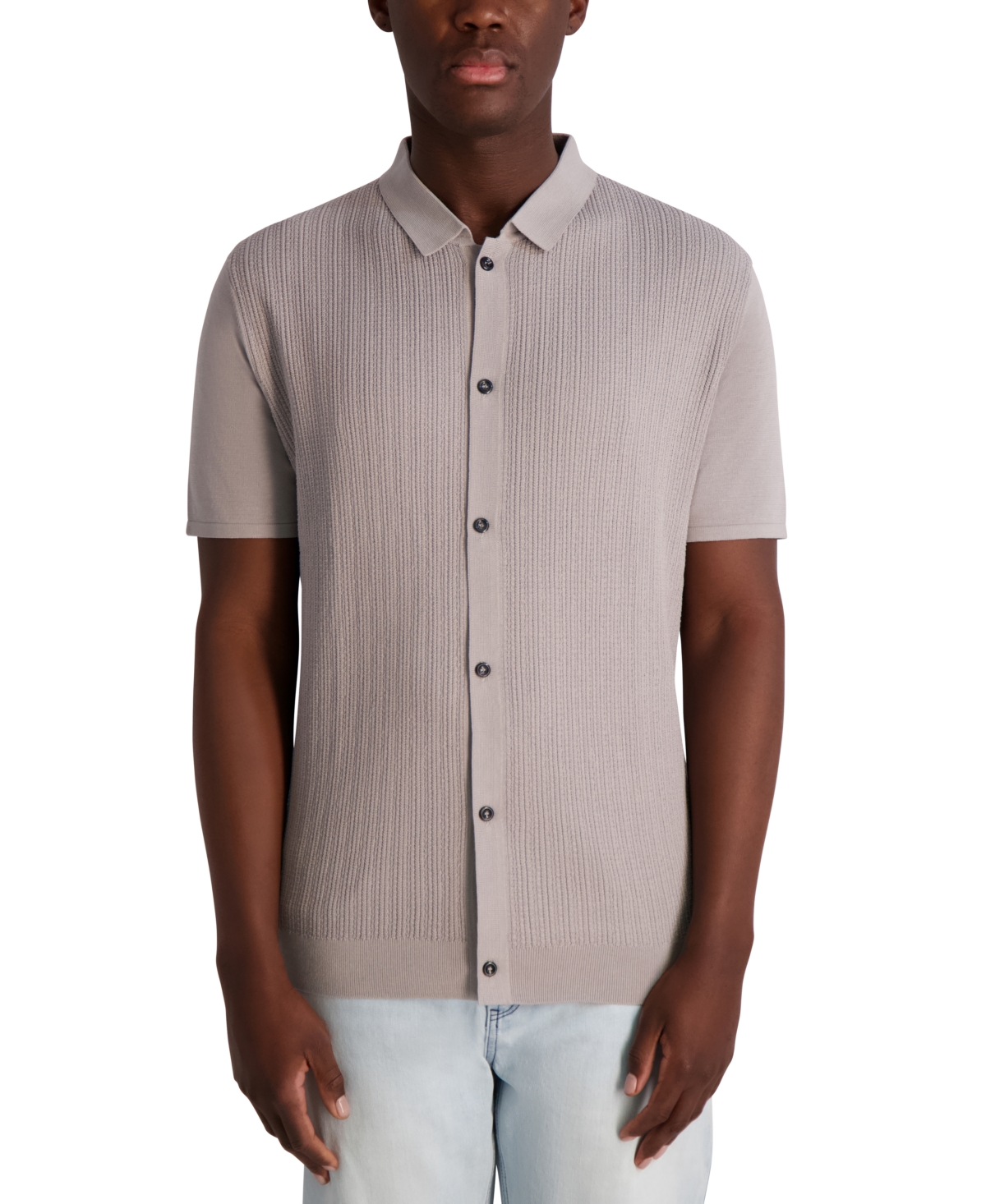Men's Knit Cardigan Polo Shirt - Black
