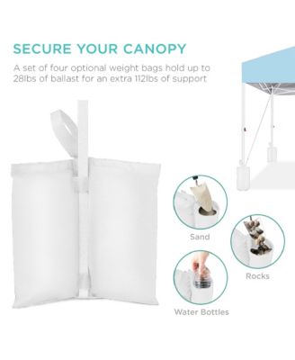 8x8ft Easy Setup Pop Up Canopy w/ 1-Button Setup, Wheeled Case, 4 Weight Bags