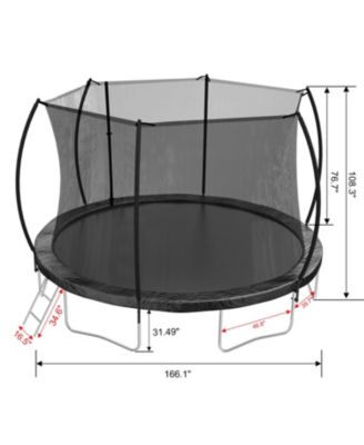 Streamdale 14FT Trampoline (Double-side color pad), Trampoline for Kids and Adults with Enclosure Net and Ladder,Curved fence pole
