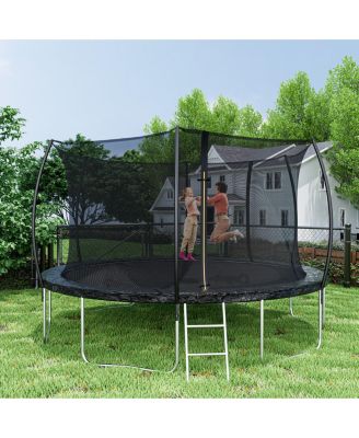 Streamdale 14FT Trampoline (Double-side color pad), Trampoline for Kids and Adults with Enclosure Net and Ladder,Curved fence pole