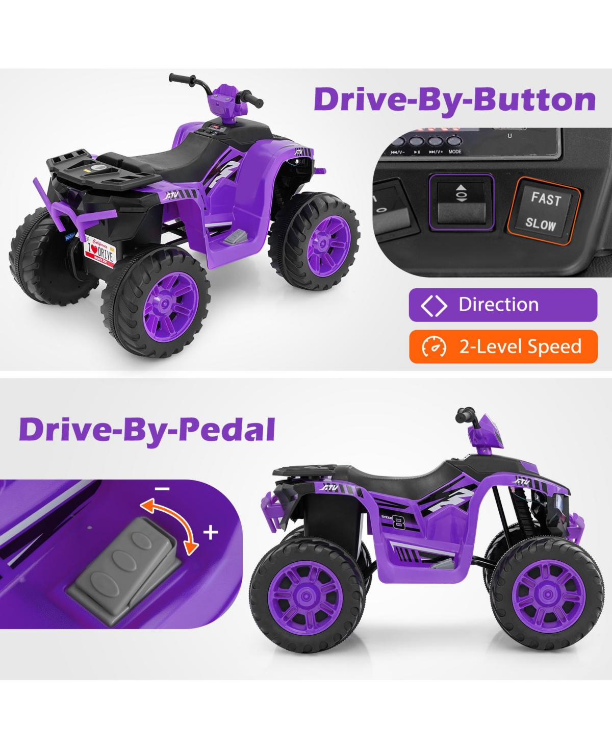 24V Kids Ride-On Electric Atv with Wireless Connection for Toddlers 3-8 Years Old