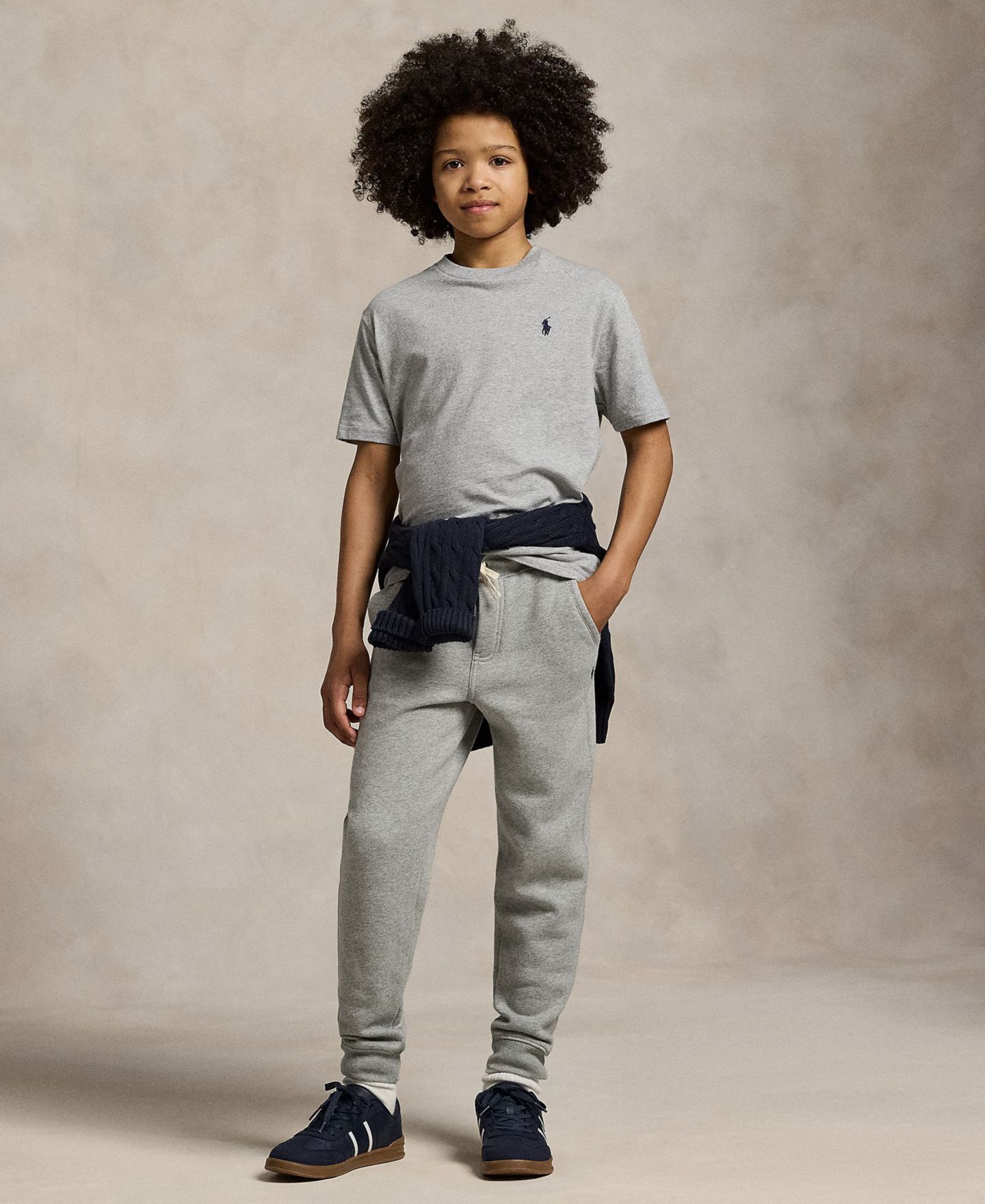 Футболка Polo Ralph Lauren Cotton Jersey Crewneck T-Shirt для мальчиков, цвет: Меланжевый серый — фото 2