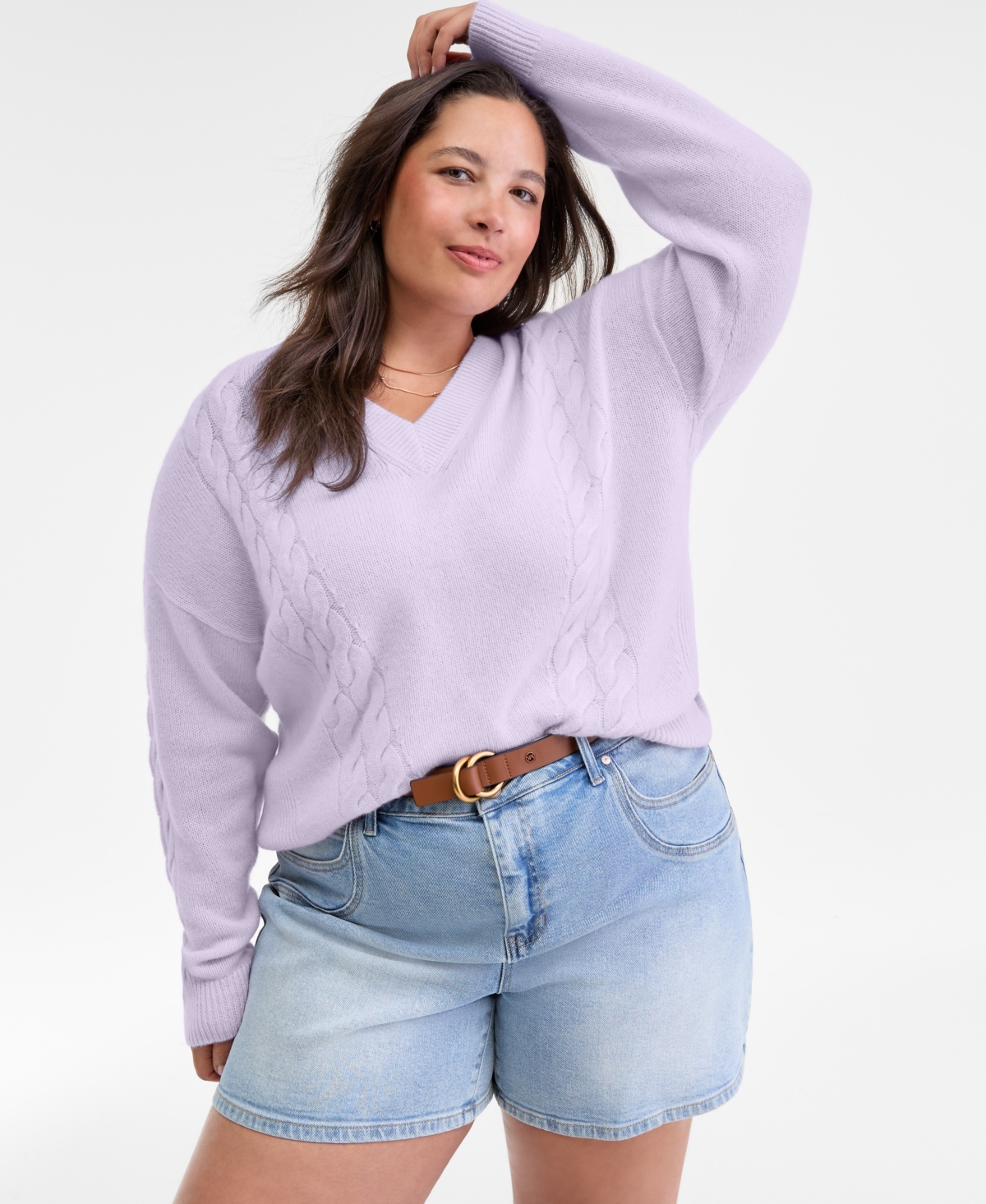 Charter Club Plus Size 100% Cashmere Drop-shoulder Sweater, Macy's Exclusive In Purple