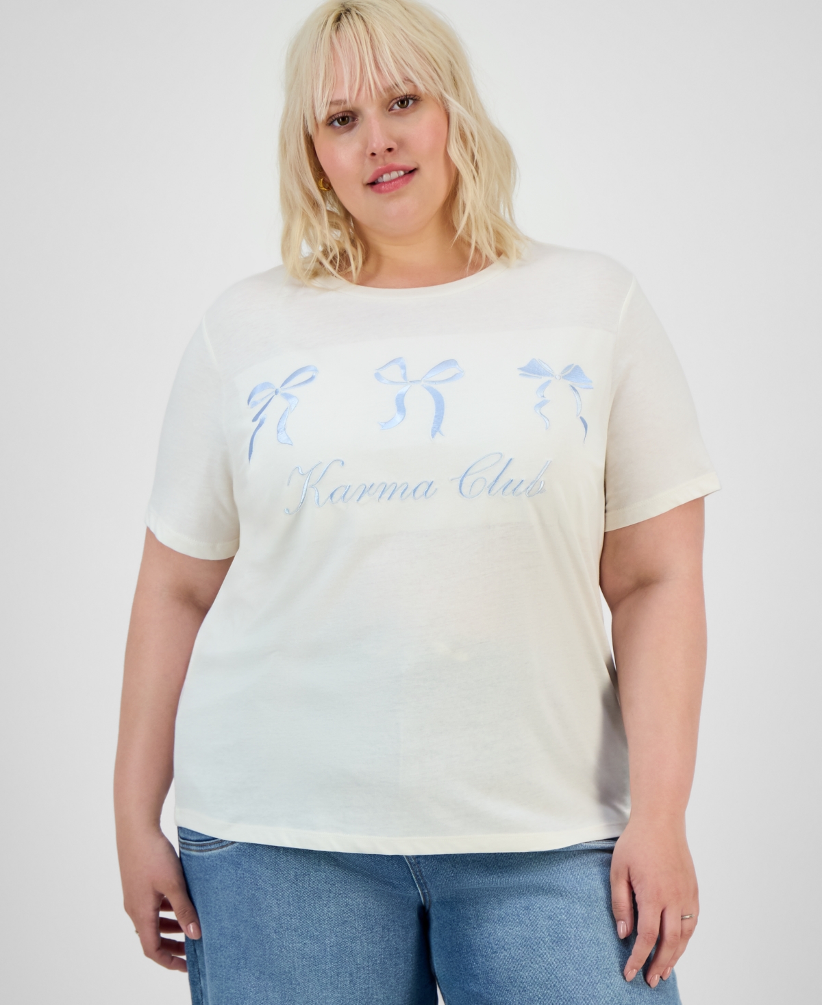Plus Trendy Crewneck Karma T-Shirt - White