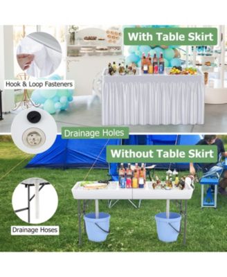 5 FT Folding Ice Cooler Table with Double Sinks for Camping Party Picnic Wedding