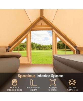 Inflatable Camping Tent with Pump, 4-6 People Outdoor Blow Up Cabin Tent with 7 Mesh Windows, 2 Doors, 4-Season Glamping Inflatable Cotton House Tent with Carrying Bag for Camping
