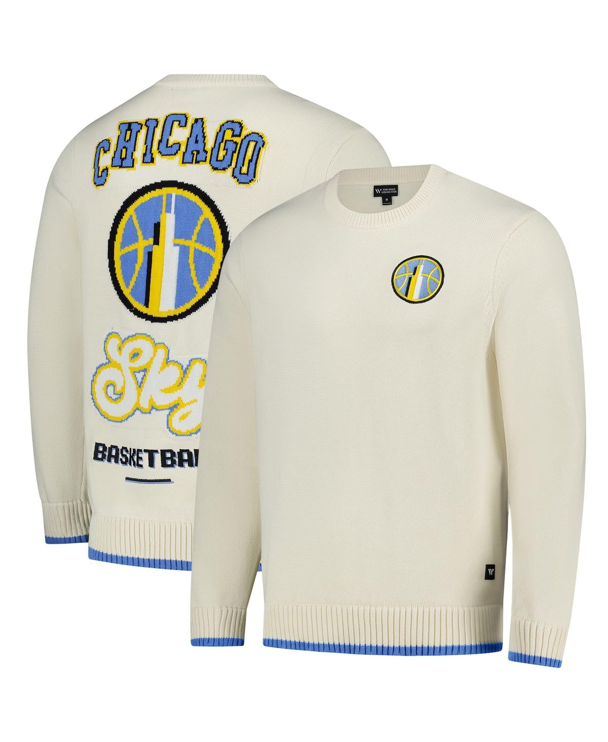 The Wild Collective Men's And Women's Cream Chicago Sky Jacquard Pullover Sweater