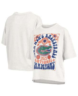 Pressbox - Women's White Florida Gators 2025 NCAA Men's Basketball National s Harmony Motley Crew Oversized Slub T-Shirt