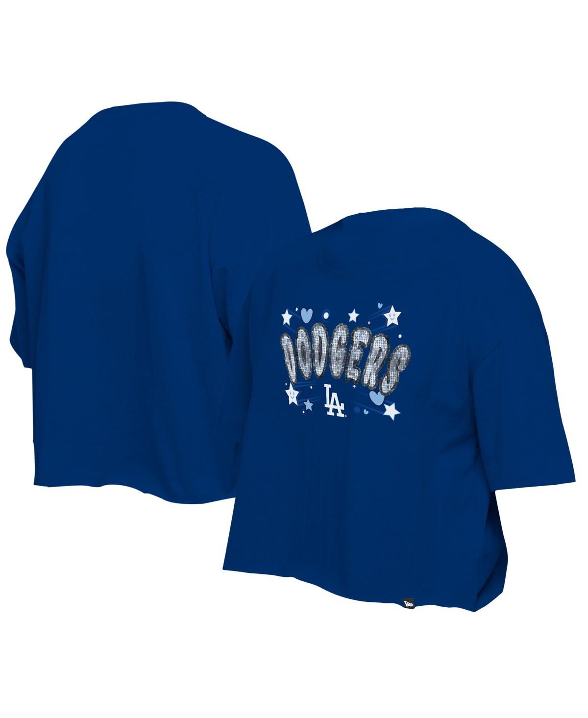 New Era Kids' Big Girls Blue Los Angeles Dodgers Flip Sequin Team T-shirt