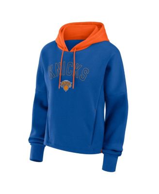 Women's Deep Royal New York Knicks Post Up Boxy Pullover Hoodie