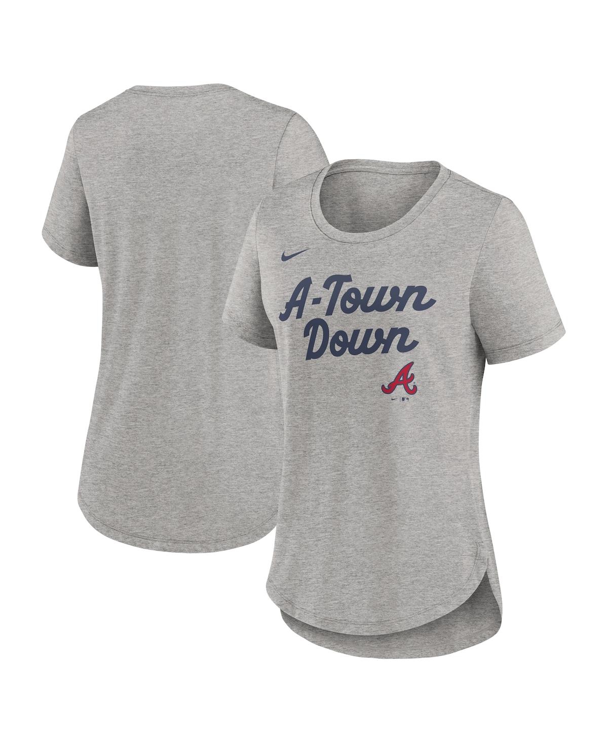 Nike Women's Heather Gray Atlanta Braves Script Tri-blend T-shirt