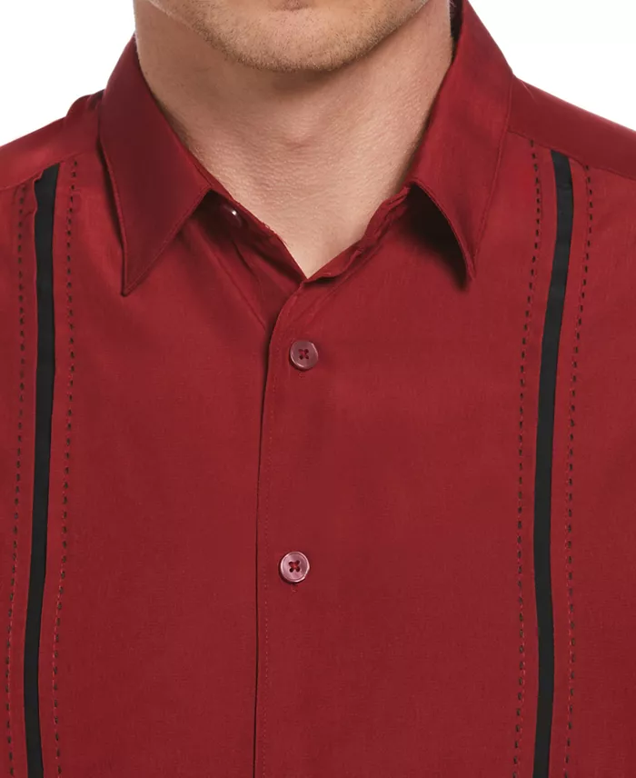 Men's Pick Stitch Panel Short Sleeve Button-Down Shirt - thumbnail 8